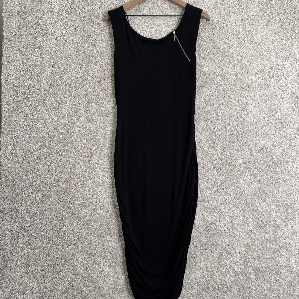 TART Stretch Black Dress L Women's Zip Off The Shoulder